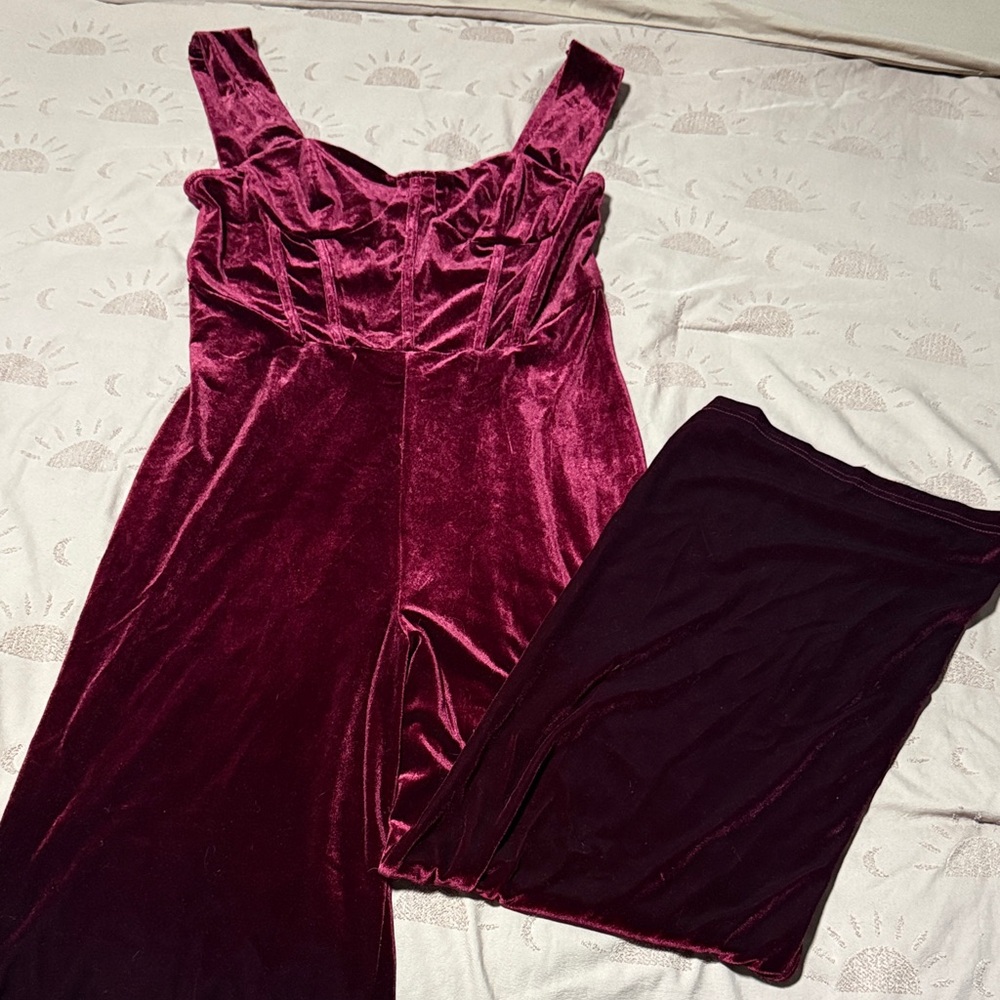 Velvet Burgundy Jumpsuit